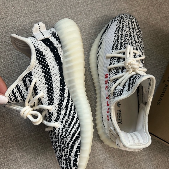 Zebra color way authentic Yeezy adidas Worn once mint condition! - Picture 2 of 3